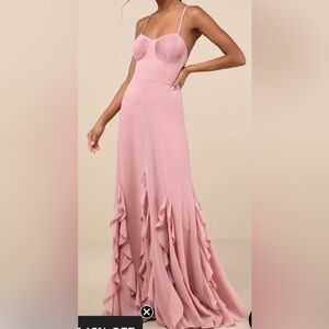 Lulu's Blush Pink Ruffle Maxi Skirt